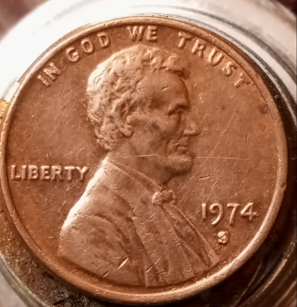 Circulated-1974-S-Lincoln-Memorial-Cent-Mint-Mark-Error